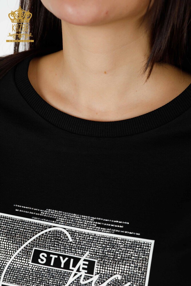 Grossiste Ensemble Survêtement Femme Crystal Stone Brodé Noir - 17461 | KAZEE - 4