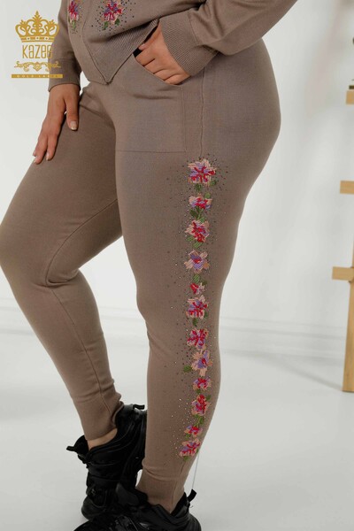 Grossiste Ensemble Survêtement Femme - Motif Floral - Vison - 16658 | KAZEE - 6