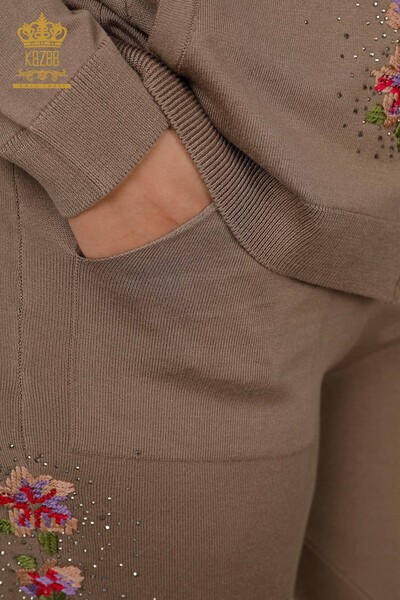 Grossiste Ensemble Survêtement Femme - Motif Floral - Vison - 16658 | KAZEE - 8