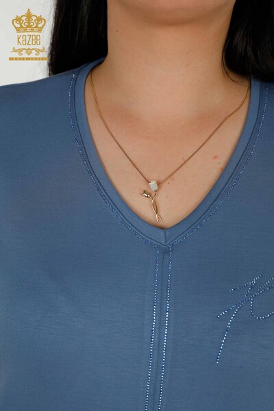 Grossiste Ensemble Survêtement Femme - Pierre Brodée - Poches - Indigo - 20391 | KAZEE - 6