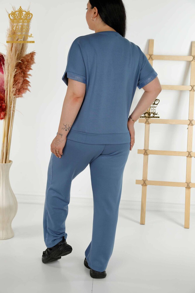 Grossiste Ensemble Survêtement Femme - Pierre Brodée - Poches - Indigo - 20391 | KAZEE - 12