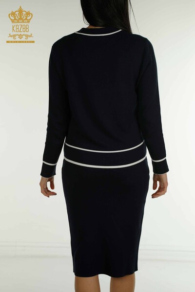 Costume deux pièces pour femmes, manches longues, bleu marine, vente en gros - 30867 | KAZEE - Thumbnail
