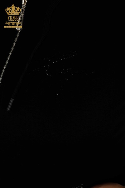 Grossiste Ensemble Survêtement Femme Capuche Noir - 20392 | KAZEE - 4