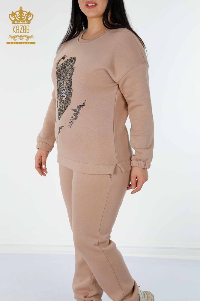 Grossiste Ensemble Survêtement Femme Motif Tigre Vison - 17473 | KAZEE - 6
