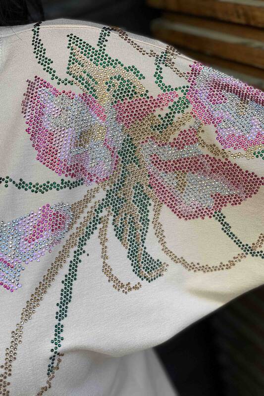 Vente en gros de chemisier à motifs floraux brodés de pierres colorées pour femmes. - 77641 | Kazee