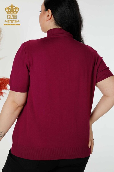 Vente en gros de pull en maille pour femmes modèle américain violet- 16929 | KAZEE - Thumbnail