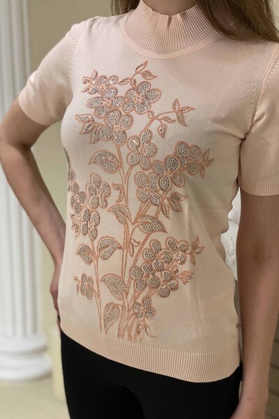 Vente en gros de tricots à motifs floraux et de pierre pour femmes - 15729 | KAZEE - Thumbnail