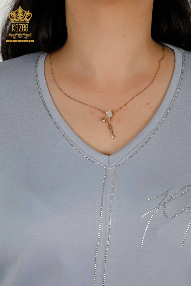 Grossiste Ensemble Survêtement Femme - Pierre Brodée - Poches - Bleu - 20391 | KAZEE - 5