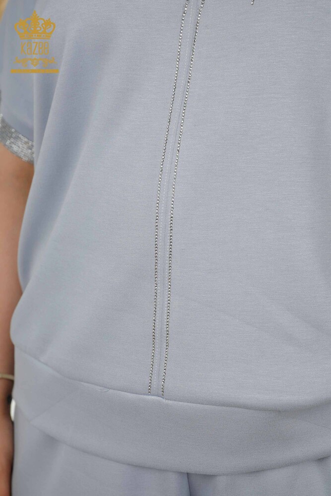 Grossiste Ensemble Survêtement Femme - Pierre Brodée - Poches - Bleu - 20391 | KAZEE - 6