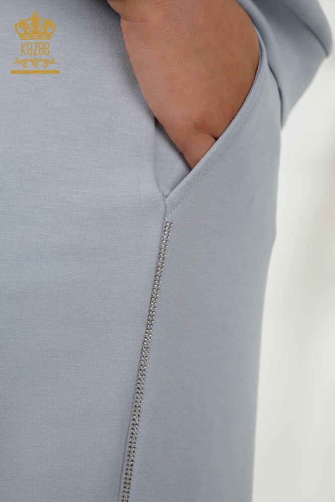 Grossiste Ensemble Survêtement Femme - Pierre Brodée - Poches - Bleu - 20391 | KAZEE - 12