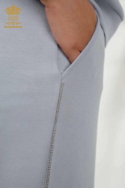 Grossiste Ensemble Survêtement Femme - Pierre Brodée - Poches - Bleu - 20391 | KAZEE - 12