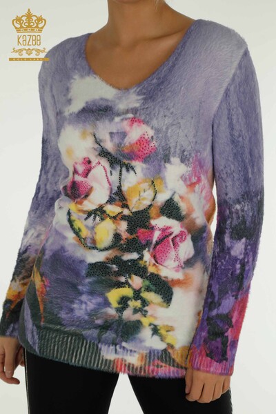 Tricots Angora pour femmes en gros Rose imprimé numérique - 40014 | KAZEE - Thumbnail