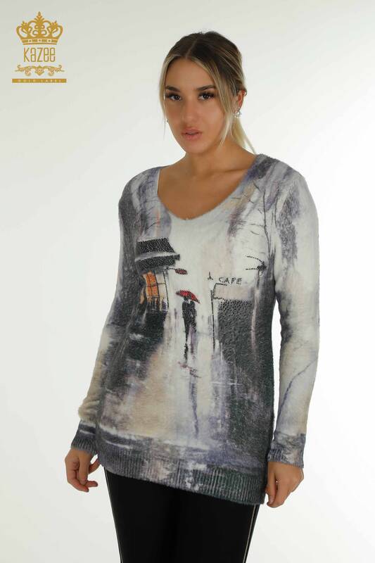 Pull en tricot Angora à manches longues pour femmes, vente en gros, numérique - 40023 | KAZEE