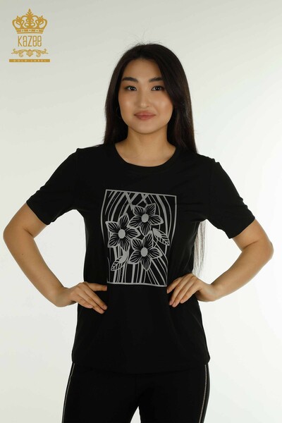 Chemisier Femme En Gros À Motifs Floraux Noir - 79528 | KAZEE 