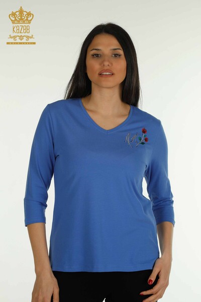 Blouse Femme Rose Brodée Saks - 79867 | KAZEE - Kazee