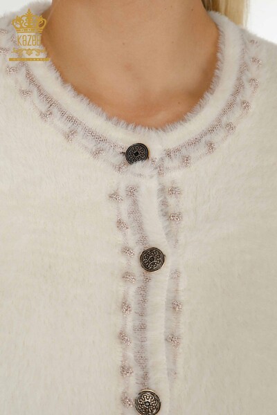Gros Cardigan Femme Angora Deux Poches Ecru - 30371 | KAZEE - 3