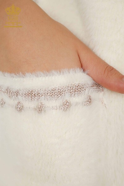 Gros Cardigan Femme Angora Deux Poches Ecru - 30371 | KAZEE - 5