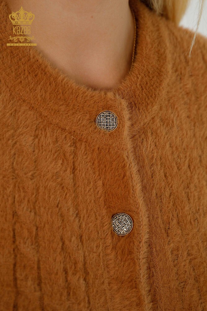 Gros Cardigan Femme Angora Tissé Marron - 30321 | KAZEE - 3