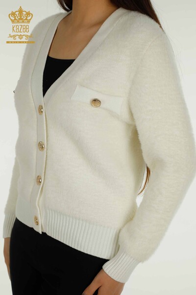 Gros Cardigan Femme Bouton Détaillé Écru - 30626 | KAZEE - 5