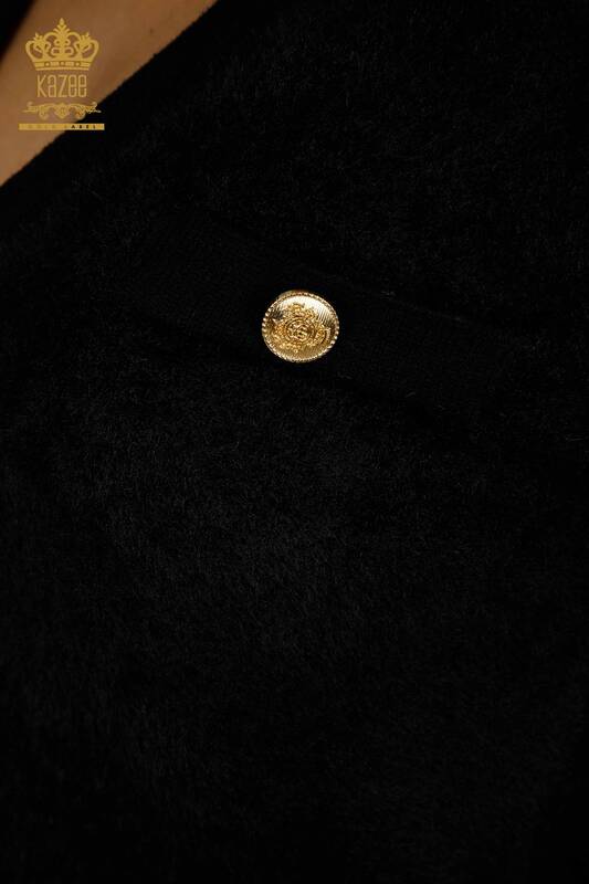 Cardigan boutonné pour femmes en gros détaillé noir - 30626 | KAZEE