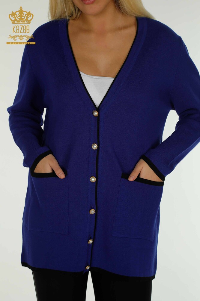 Cardigan pour femmes en gros avec poche boutonnée Saks - 30148 | KAZEE - 2