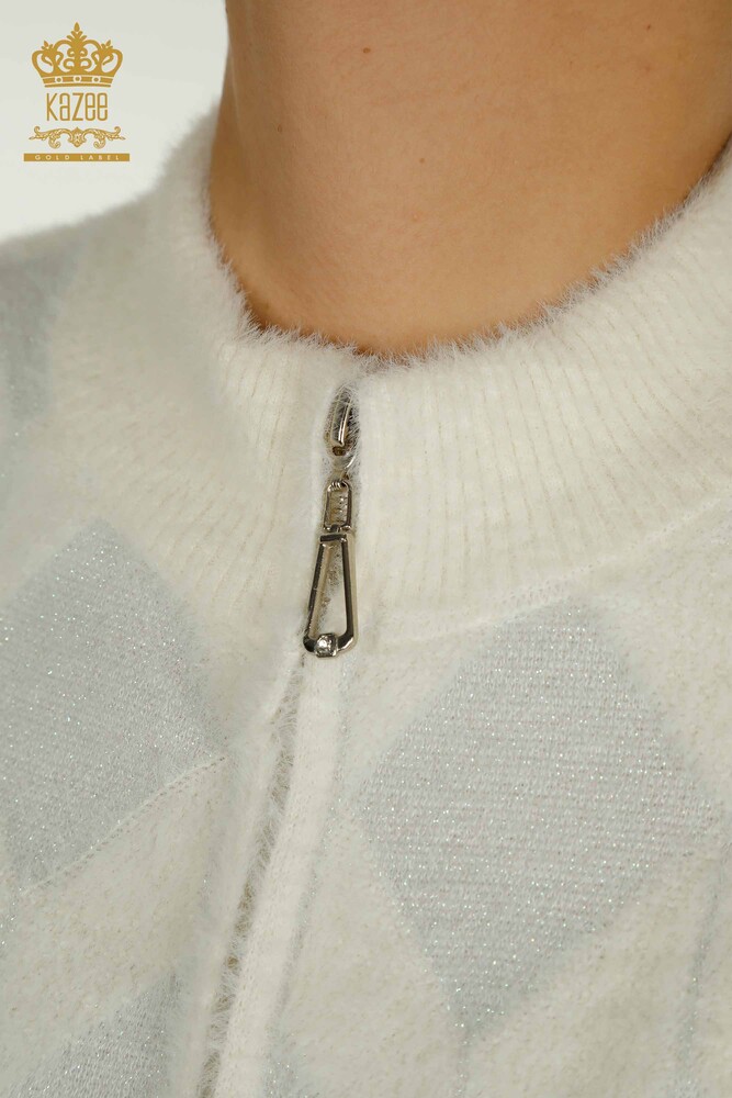 Gros Cardigan Femme Zippé Écru - 30211 | KAZEE - 4