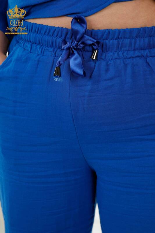 Vente en gros de chemises d'été pour femmes - avec poche - bleu foncé - 20402 | KAZEE
