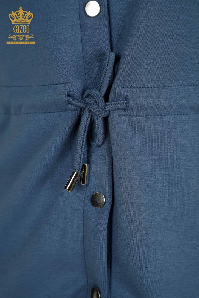 Ensemble de survêtement triple pour femmes en gros bouton Indigo détaillé - 17633 | KAZEE - 8