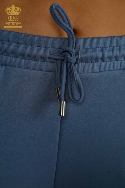 Ensemble de survêtement triple pour femmes en gros bouton Indigo détaillé - 17633 | KAZEE - 12