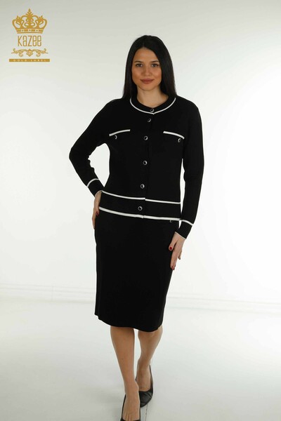 Vente en gros de costume deux pièces pour femmes à manches longues noir - 30867 | KAZEE - Thumbnail