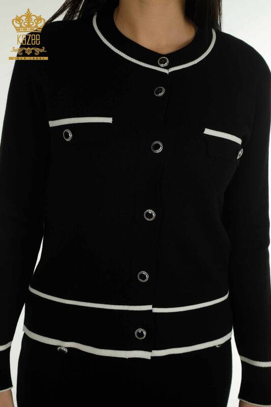 Vente en gros de costume deux pièces pour femmes à manches longues noir - 30867 | KAZEE