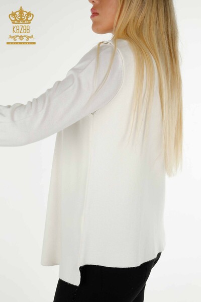 Gros Gilet Court Femme Léopard Pierre Brodée Ecru - 30616 | KAZEE - 4