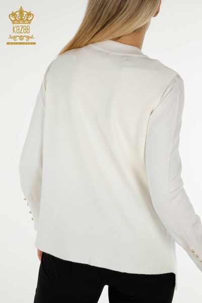 Gros Gilet Court Femme Léopard Pierre Brodée Ecru - 30616 | KAZEE - 5