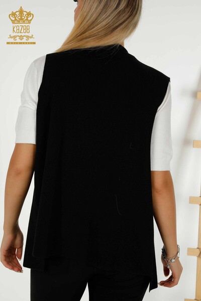 Gilet Femme En Gros Pierre De Cristal Brodé Noir - 30609 | KAZEE - 6