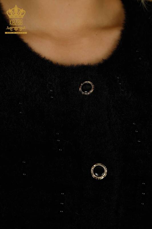 Gilet Femme En Gros Perle Détaillée Sans Manches Noir - 30739 | KAZEE