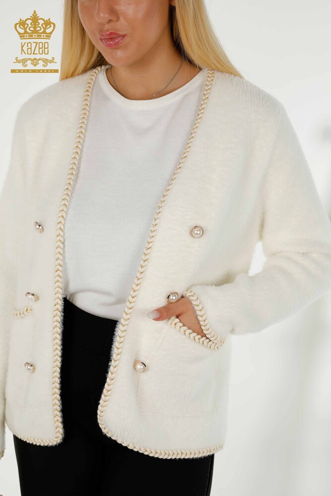 Gros Cardigan Femme Angora Poche Ecru - 30263 | KAZEE - 2