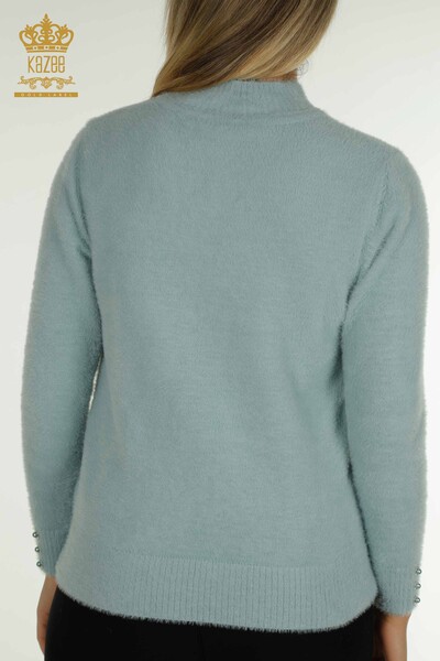 Vente en gros de tricots pour femmes pull Angora bouton détaillé menthe - 30667 | KAZEE - Thumbnail