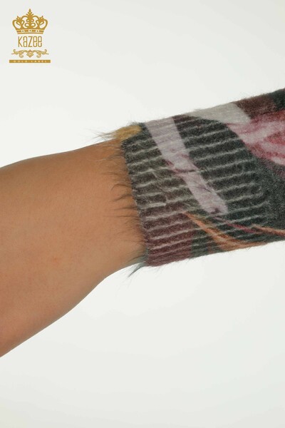 Pull en tricot pour femmes en gros à motifs de fleurs Angora numérique - 40043 | KAZEE - 7