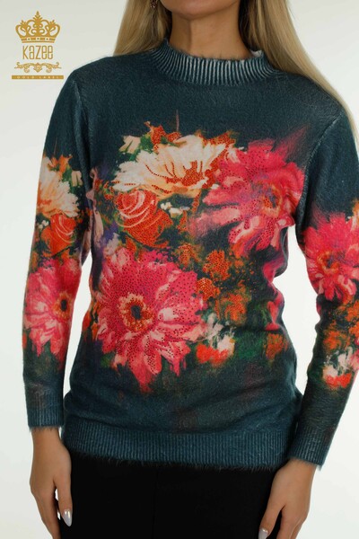 Pull en tricot pour femmes en gros Angora Stone brodé numérique - 40044 | KAZEE - Thumbnail