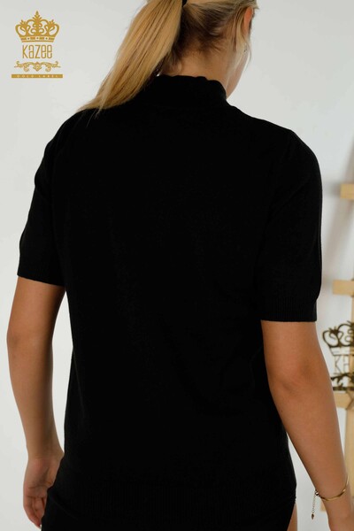 Vente en gros de tricots pour femmes pull basique à manches courtes noir - 30334 | KAZÉE - Thumbnail