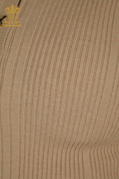 Bouton de pull en tricot pour femmes en gros détaillé Beige - 30364 | KAZEE - Thumbnail