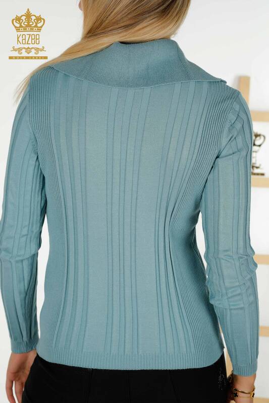 Bouton de pull en tricot pour femmes en gros détaillé menthe - 30134 | KAZEE