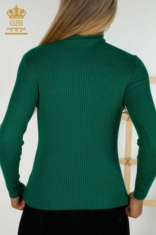Bouton de pull en tricot pour femmes en gros détaillé vert - 30394 | KAZEE