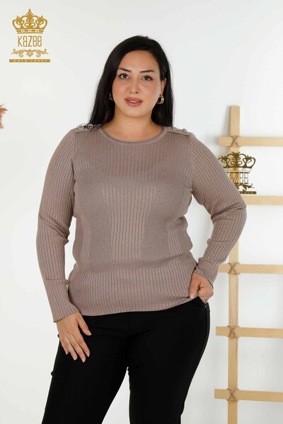 Bouton de pull en tricot pour femmes en gros vison détaillé - 30045 | KAZEE - Thumbnail