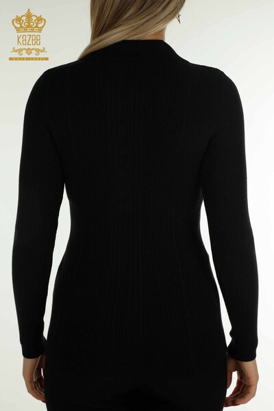 Bouton de pull en tricot pour femmes en gros détaillé noir - 30364 | KAZEE - Thumbnail