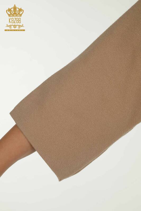 Pull en tricot pour femmes en gros avec détail de chaîne Beige - 30270 | KAZEE