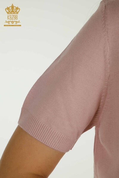 Pull en tricot pour femmes en gros col haut poudre de viscose - 16168 | KAZEE - 5