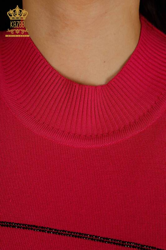 Pull en tricot pour femmes en gros avec détail libellule Fuchsia - 30650 | KAZEE