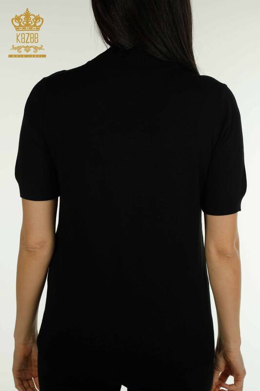 Pull en tricot pour femmes en gros noir avec détail de libellule - 30650 | KAZEE