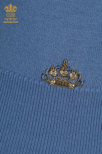 Pull en tricot à manches longues pour femmes en gros bleu foncé - 11071 | KAZEE - Thumbnail